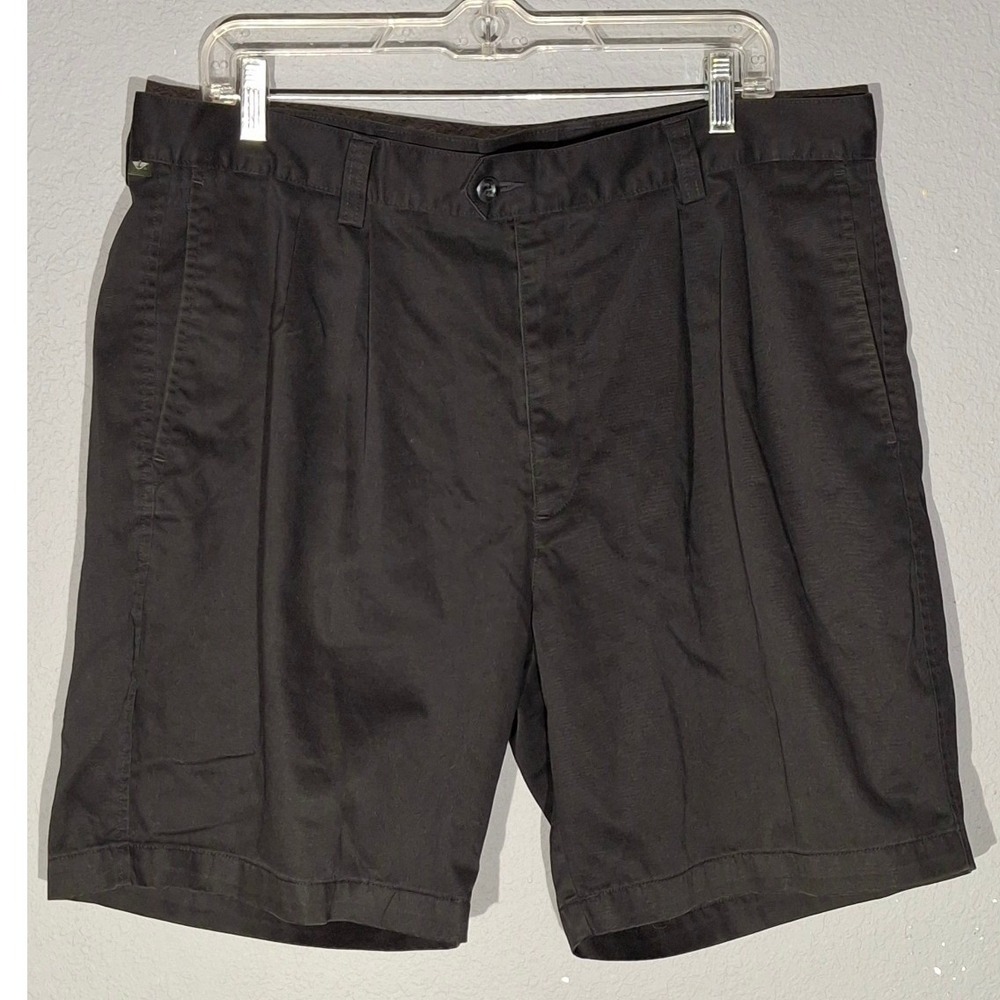 Dockers Mens No Wrinkle Twill Pleated Cotton Shorts Black W38